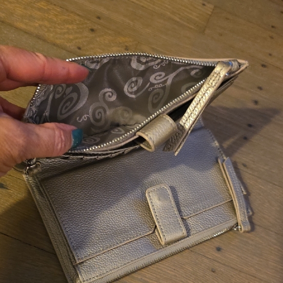 Brighton Zinc Pearl Pretty Tough Double Zip Wristlet with Stud Detailing Wallet